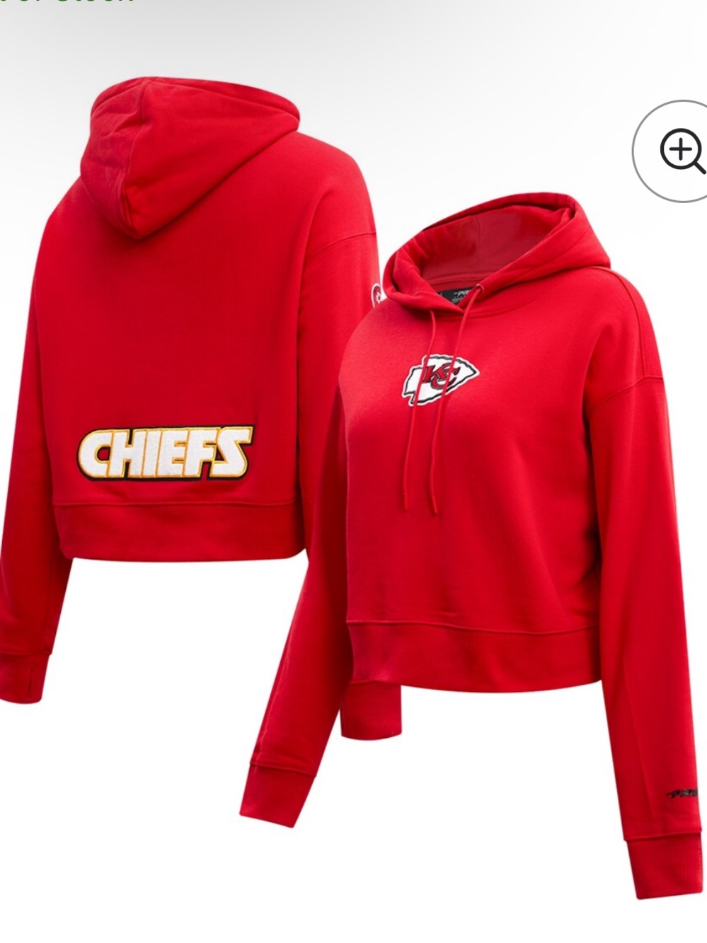 Pro Standard Kansas City Chiefs Cropped Hoodie Sweatshirt Size Large